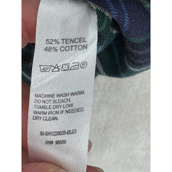 Todd Snyder New York Tailored Navy Green Plaid Button Down Shirt Large - Picture 6 of 6